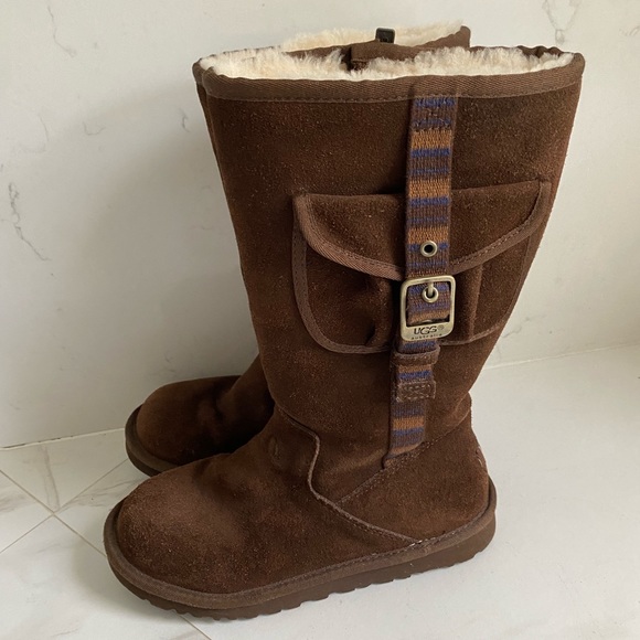 UGG Australia Cargo Suede Leather W/Sheepskin Lined Brown Boots S/N 1968 size 4 - Picture 3 of 16
